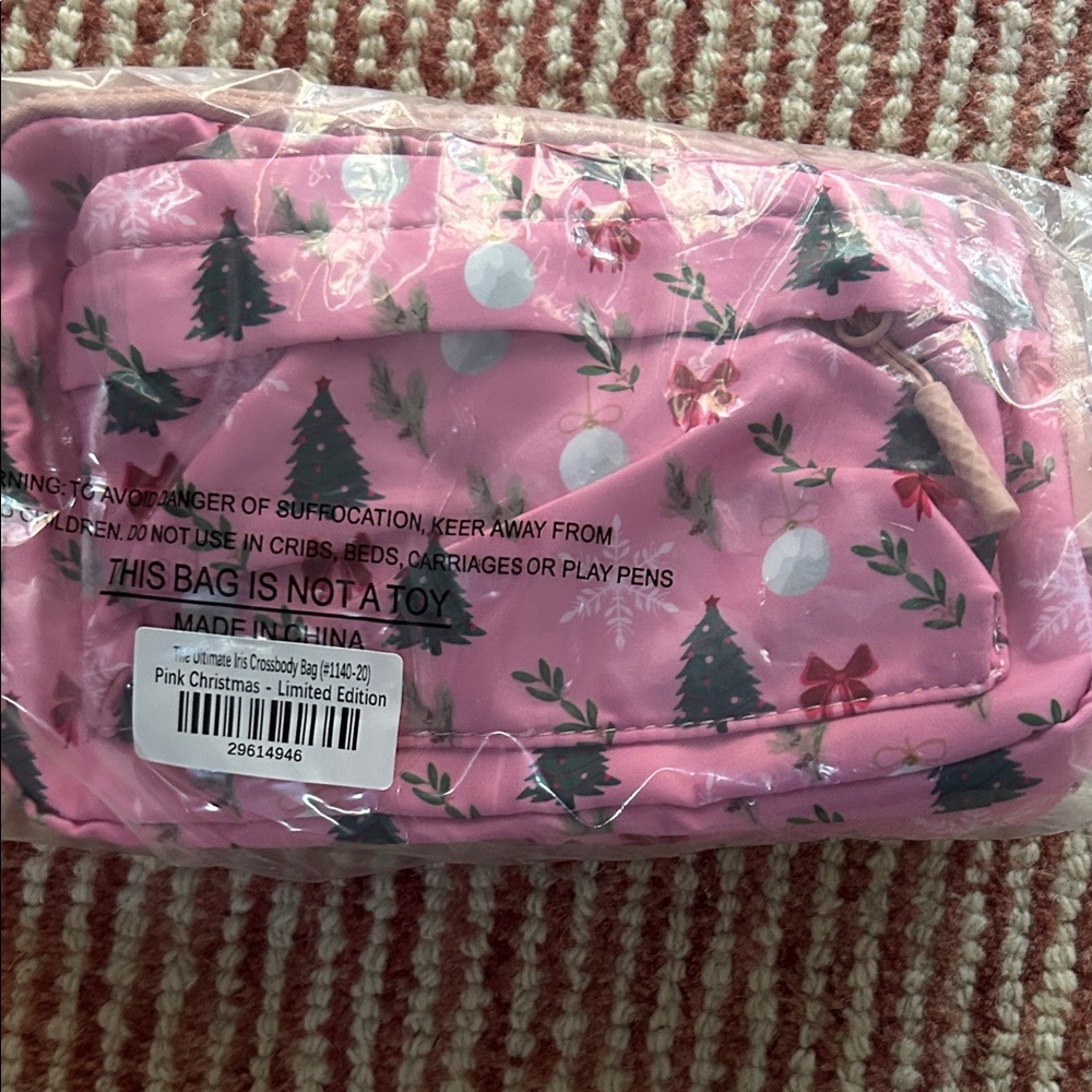 Pink Christmas Cosmetic Bag